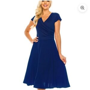 Royal blue v neck swing dress small